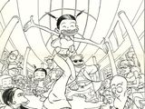 une image représentant un dessin de bande dessinée montrant une femme au milieu d'une foule