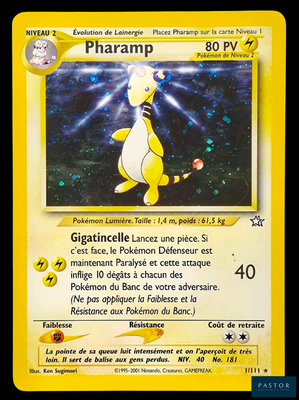 La carte Pokémon comporte l'image d'un personnage Pokémon jaune.