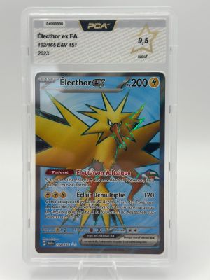 a close up of a pokemon card in a plastic case