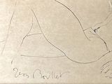 drawing of a nude woman sitting on a couch with a cigarette in her mouth