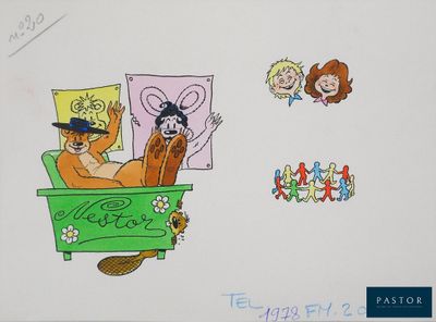 cartoon drawing of a cat in a tub with a dog in it