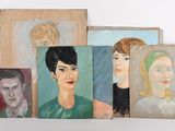 painting of a group of women in different colors on a white surface