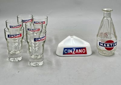 24 / C3 / Cinzano, lot de 6 verres à grand fond et un …