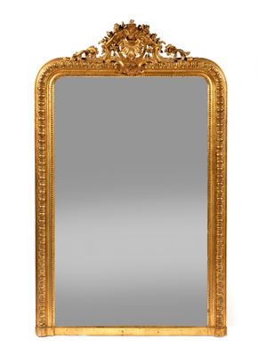 an ornate gold framed mirror on a white background