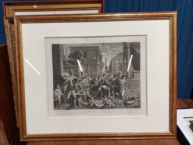 Gravure d’après Poussin. 48 x 60 (à vue hors cadre)