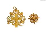 une photo d'une paire de boucles d'oreilles en or ornées d'une croix
