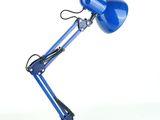 the blue desk lamp is sitting on a white surface