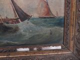a picture of a painting of a boat in the water