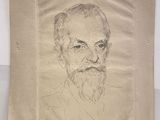 dessin représentant un homme barbu et moustachu sur une feuille de papier
