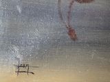 a painting of a bird that is flying in the sky