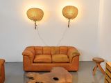 a living room with two couches and a coffee table