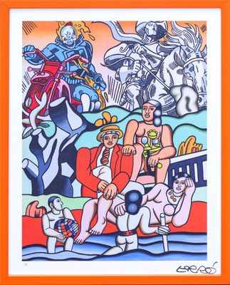 an image of a painting of a group of people on a beach