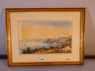 une vieille photo représentant une peinture d'une vue de ville