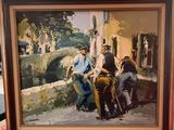 a painting of a group of men hanging on a wall
