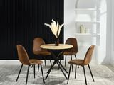 a table with four chairs and a vase on the table