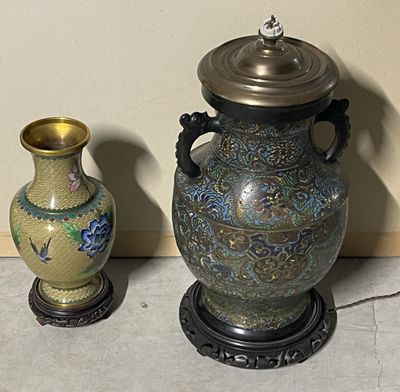deux vases posés l'un à côté de l'autre sur le sol