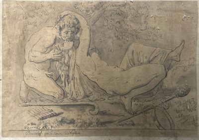 un vieux dessin représentant une femme nue assise sur un lit