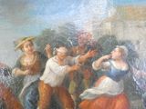 une peinture sur le mur d'un immeuble représentant un homme et une femme en train de danser