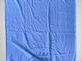 a close up of a blue towel with a car drawn on it