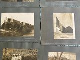 several old black and white photos of a man standing in front of a train