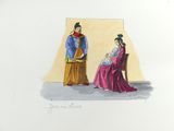 une image représentant un dessin d'un homme et d'une femme assis sur une chaise