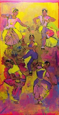 an image of a painting of a group of women dancing