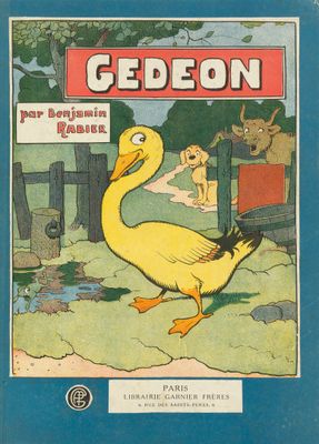 un vieux livre pour enfants avec l'illustration d'un canard et d'un chien