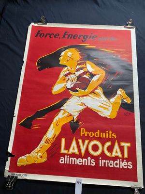 poster of a football player running with a ball in his hand