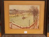 a picture of a painting of a boat on the water