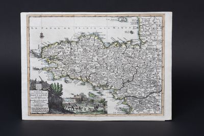 an old map of england with a castle in the middle of it