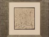 an image of a drawing of a city in a wooden frame