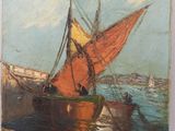 an image of a painting of a boat on a body of water