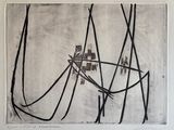 dessin représentant une peinture abstraite en noir et blanc composée de lignes et de formes