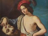 an image of a painting of a man with a beard and a woman in a red dress