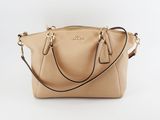 the coach small leather tote bag in beige