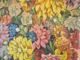 a painting of a bouquet of flowers in a vase