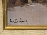 a picture of a painting of a man and a woman on the beach