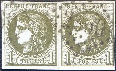 a pair of stamps with a woman and a man on them