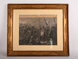 framed picture of a painting of a group of people in a field
