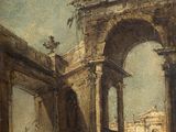 une image représentant un tableau où l'on voit un homme et une femme dans une cour