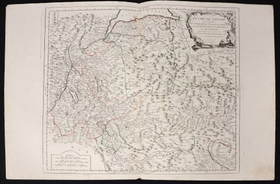 an old map of the country of france, with its borders in red and green