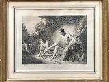 une vieille photo représentant une femme nue dans un décor boisé