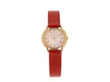 une photo d'une montre-bracelet pour femme avec un bracelet rouge