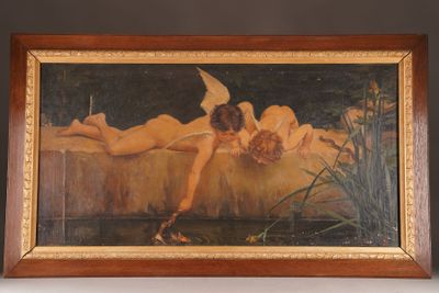 an image of a painting of a woman laying on a couch