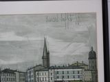 a picture of a picture of a city with a clock tower