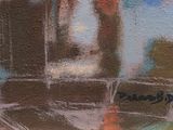 a picture of a painting of a clock tower in the city