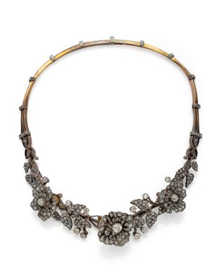 a diamond and gold necklace, by van cleef