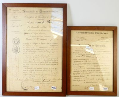 Deux documents de nomination de buraliste par l'Administrati…