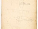 an old drawing of a horse drawn carriage with a top hat on it