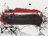 une image représentant une peinture rouge et noire sur fond blanc